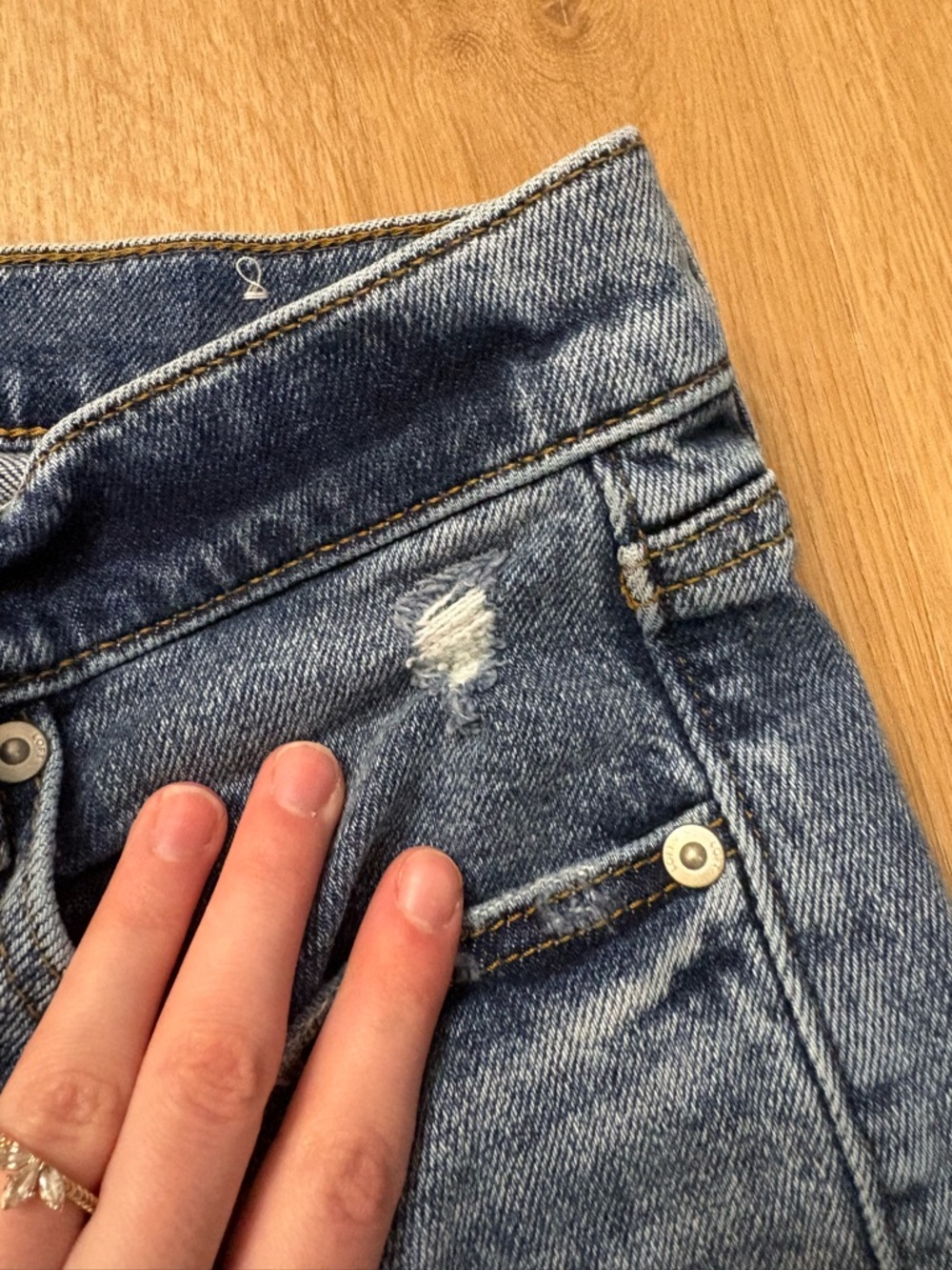 LOFT Indigo Distressed High-Rise Skinny Jeans - Picture 6 of 15